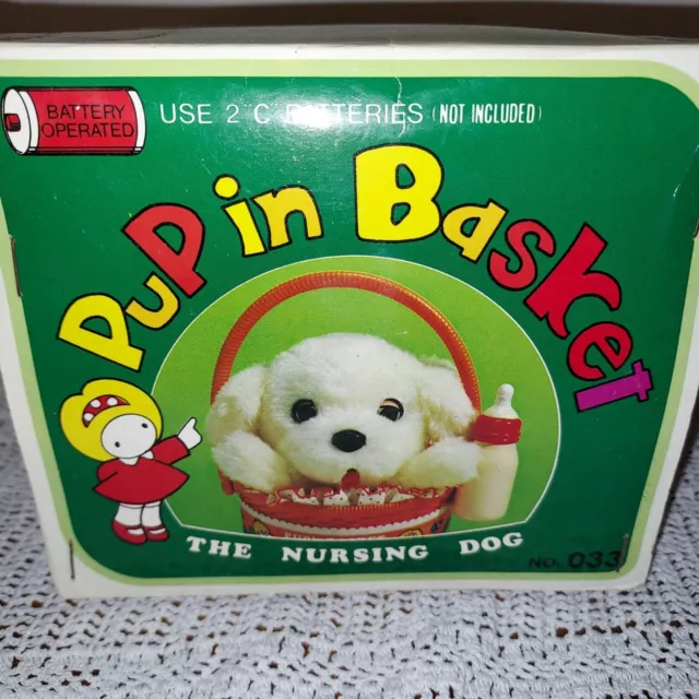 "Alps" Vintage Toy  Pup In Basket Battery Operated  Made In Japan Original Box