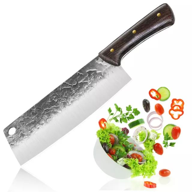 7 in Meat Cleaver Kitchen Nakiri Knife High Carbon Steel Multipurpose Chef Knife