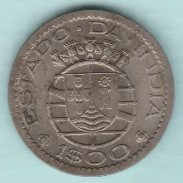 Portuguese India Goa 1959 One Escudos Nickel Coin In Top Grade