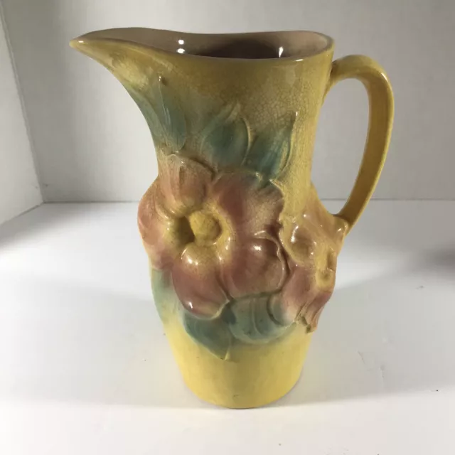 Royal Copely Pitcher Yellow W/ Pink Flowers