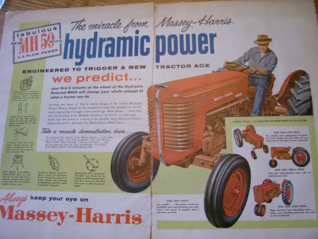 Vintage Massey Harris Advertising  -Mh  50  Tractor
