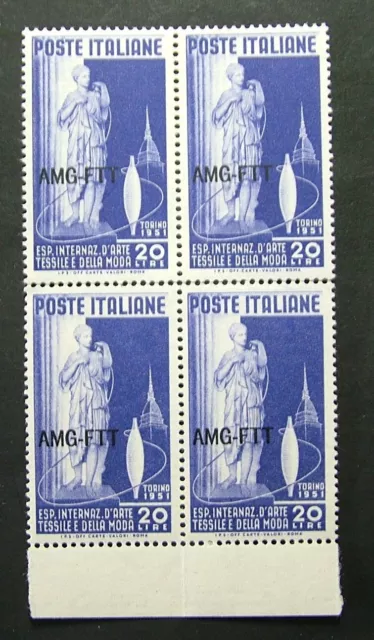 AMG - Ftt 1951 Italy Trieste Z.A Quartina Art Textile 20 Lire MNH