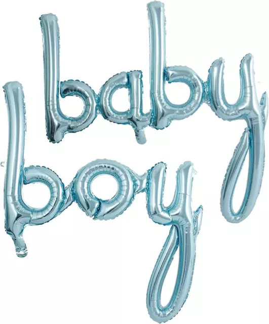 Große Baby Dusche Ballons Skript kursiv Junge oder Mädchen Folie Geschlecht enthüllen UK 3