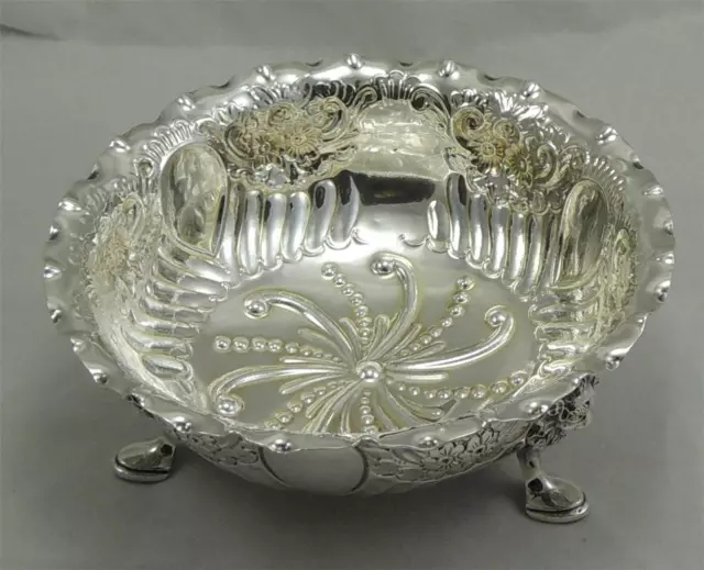 LONDON 1891 ANTIQUE VICTORIAN BOWL 145mm 197g STERLING SILVER BY CHARLES EDWARDS