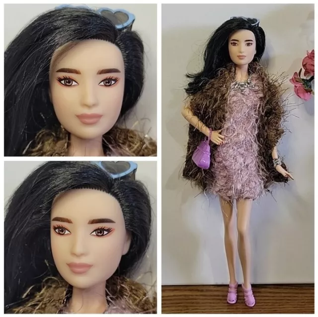 Barbie Custom Model Muse Doll Black Wavy Hair Brown Eyes Very Beautiful 😍