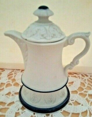 Caffettiera Ceramica Capodimonte Bianco Blu cobaltocm.11x7 Statua con Marchio 