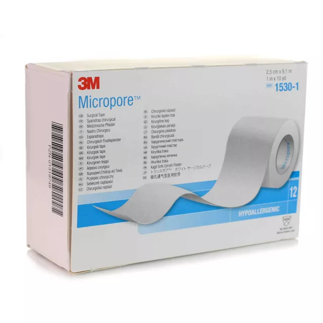 3M Micropore Hypoallergenic Surgical Tape 2.5cm x 9.1m - Dressings, First Aid...