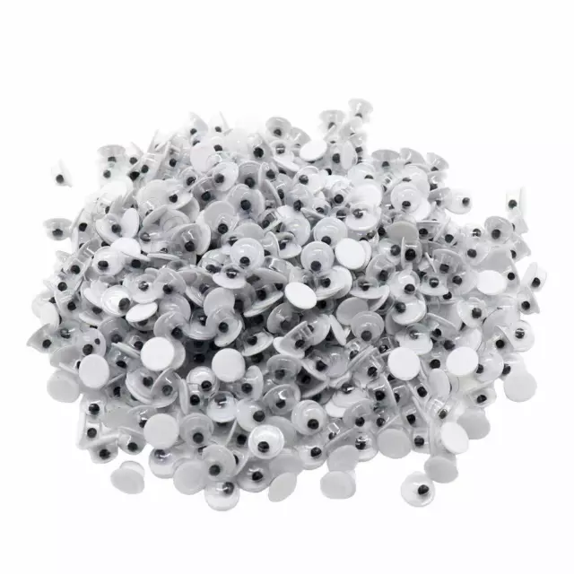 100 X 5mm WIBBLY WOBBLY GOOGLY EYES. CRAFTS, PLASTIC, STICKERS SELF ADHESIVE