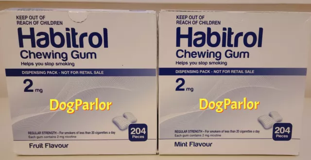 Habitrol 2mg Nicotine Gum Mint & Fruit Bulk Combo New Size 6 Boxes = 1224 Pieces