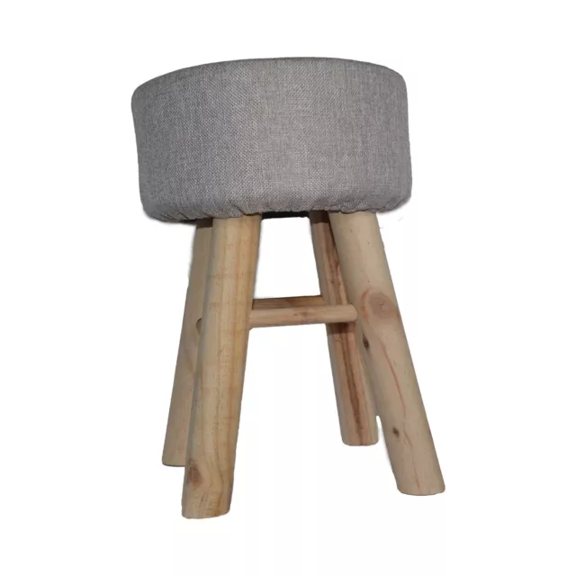 Pouf Tour Amovible Avec Structure en Bois De Pin Siège en Tissu 28x42 CM 3