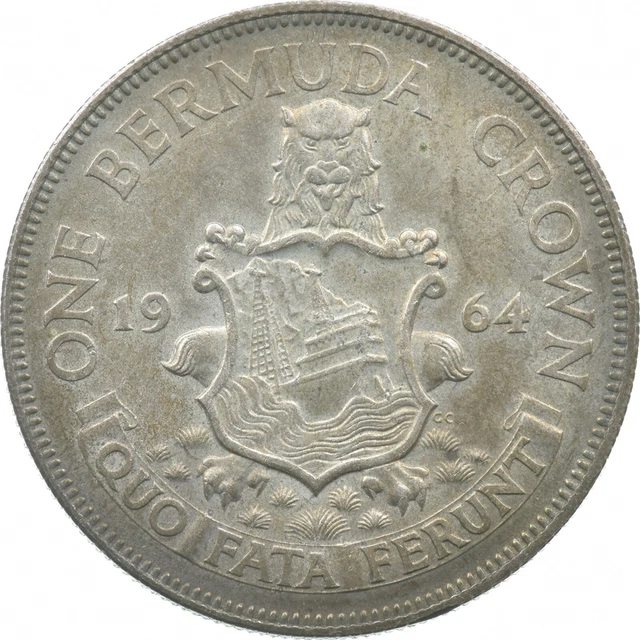SILVER - WORLD COIN - 1964 Bermuda 1 Crown - World Silver Coin *634