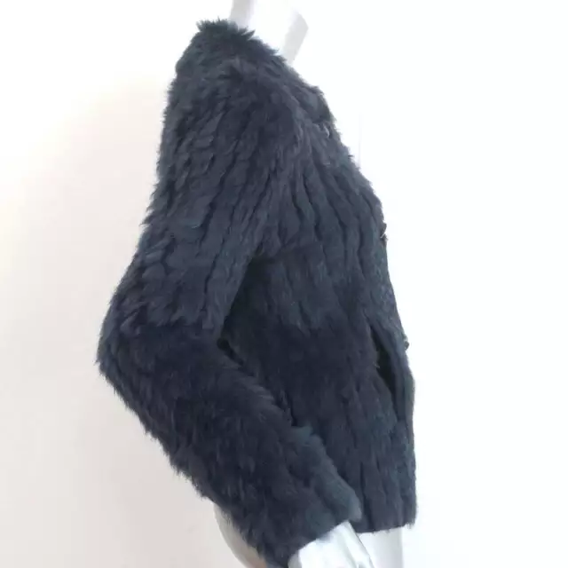 Marc by Marc Jacobs Rabbit Fur Jacket Karina Deep Indigo Size Medium 3