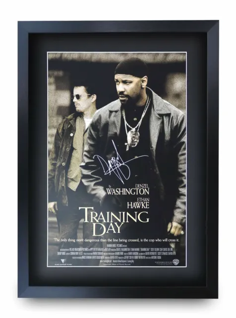Training Day Framed Pre Printed Autograph A3 Poster For a Denzel Washington Fan