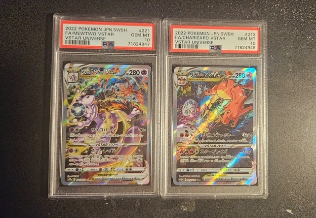PSA 10 GEM MINT Mewtwo & Charizard VSTAR SAR 212 221 Japanese Pokemon Universe