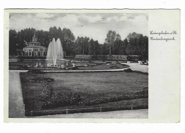 FOTO AK Ludwigshafen Rhein Hindenburg Park Stempel Marke 1939 TOP !!!!!!!!!!!!!!