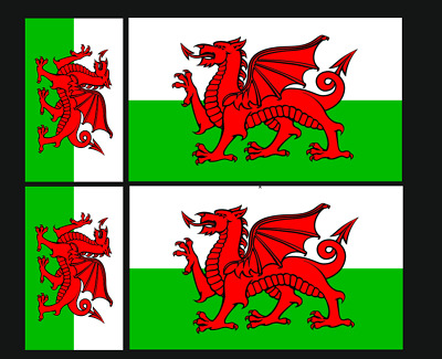4 x Welsh / Wales Flag Vinyl Car Van iPad Laptop Sticker