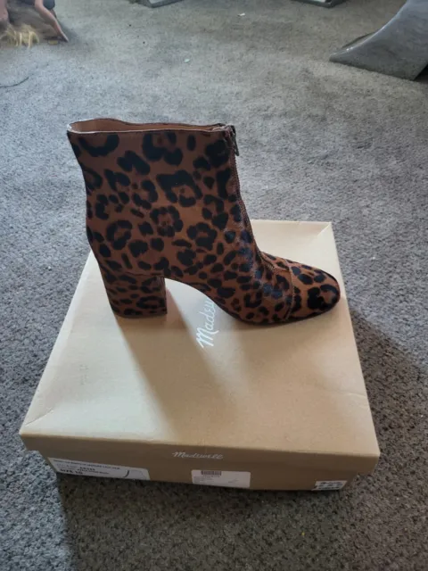 Madewell The Amalia Front Zip Boots Leopard Calf Hair Maple Syrup Multi 5 $210