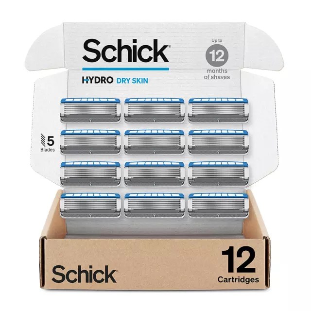 Recargas de piel seca Schick Hydro — Recargas de afeitar Schick para hombre, 12 unidades
