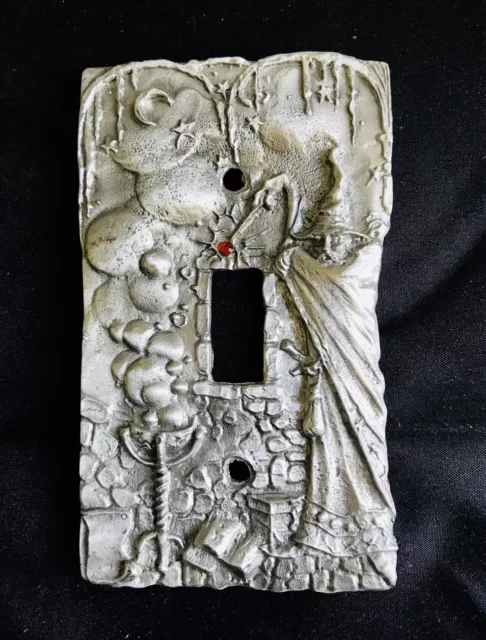 Pewter Silver Gothic Wizard Castle Crystal Moon Stars Light Switch Plate Cover