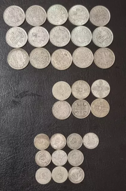 333 Gm of Pre 1947 England Silver Coins - Half Crown to Shilling