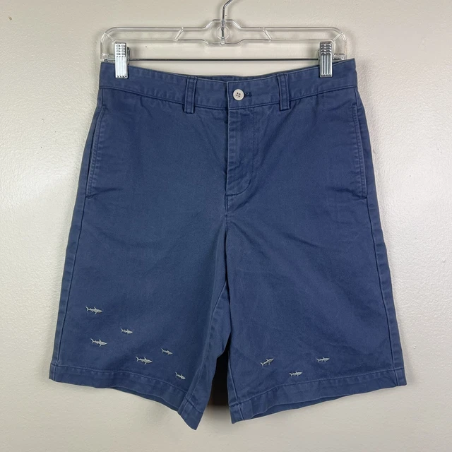 Vineyard Vines Chino Shorts Youth Boy Size 16 Blue Shark Embroidered 9.5” Inseam