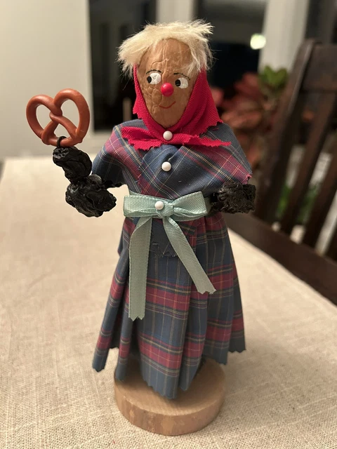 VINTAGE GERMAN PRUNE Walnut Apple Corn Folk Art 8" Doll Hobo Gypsy