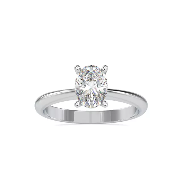 1 Carat Oval Lab Grown Diamond Solitaire Engagement Ring In 14K White Gold