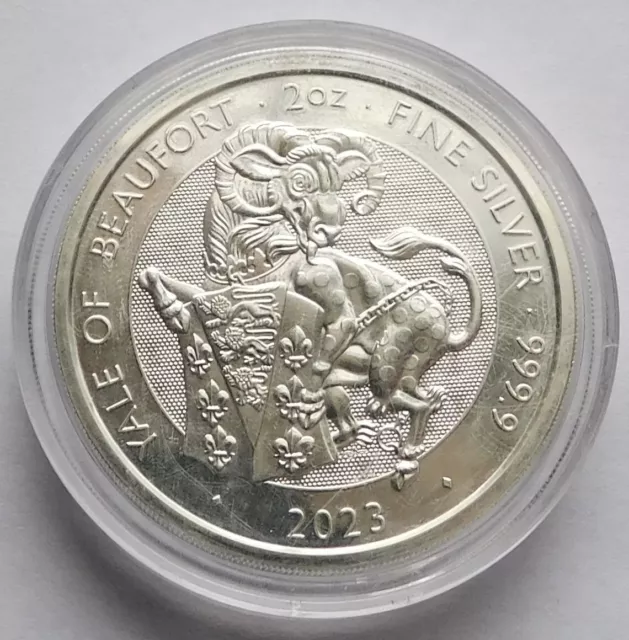 Britain 2023 Royal Tudor Beasts Silver 2 oz coin, The Yale of Beaufort £5 UK