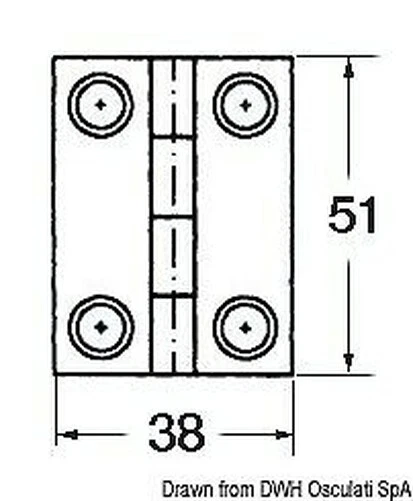 Charnière Inox Aveugle 51x38 Rett Marque Osculati 38.821.01