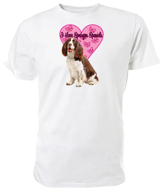I Love Springer Spaniels Dog T shirt  Choice of size/cols, mens/womens dtf print
