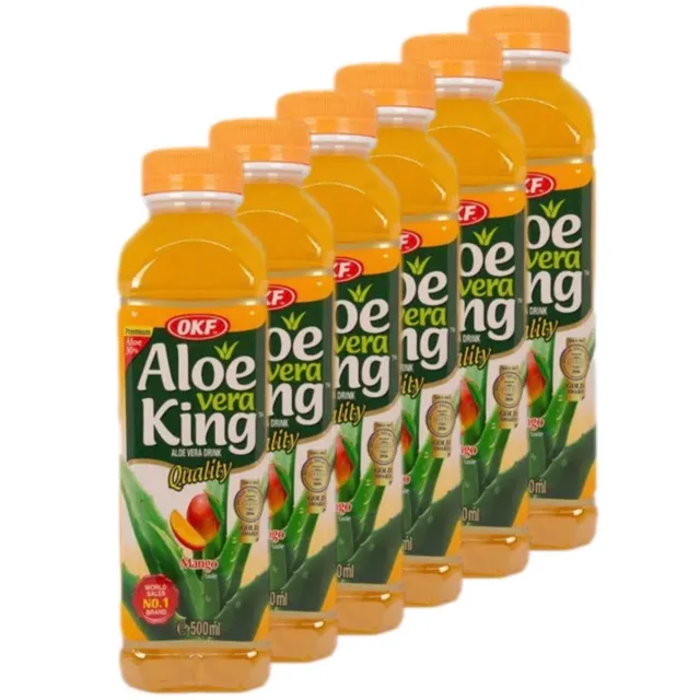 OKF - Confezione da 6 Aloe Vera King Mango con pezzi di Aloe Vera 500 ml