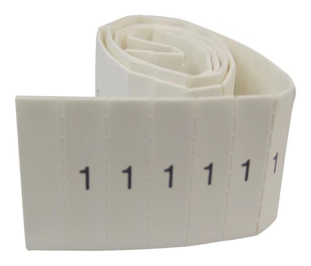 PRO POWER - Pre-Printed Heat Shrinkable Cable Marker, 1, White, 12mm, 100 Pack