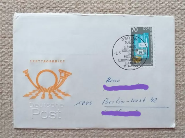 FDC Ersttagsbrief 1984 DDR Mi 2873, RGW, Post- u. Fernmeldewesen, echt gelaufen