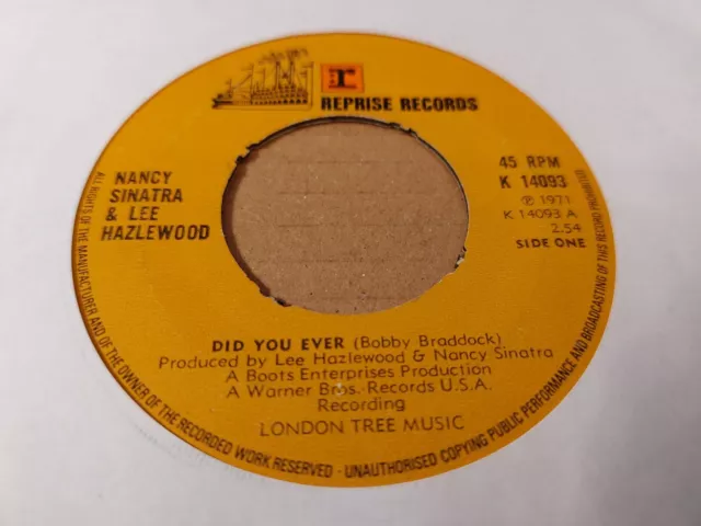Nancy Sinatra & Lee Hazelwood * Did You Ever * 7" Single 1971 Reprise Very Good