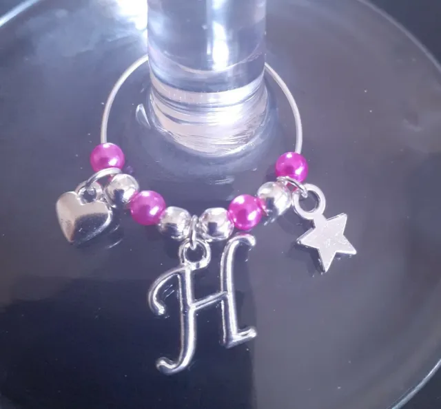 Birthday gift, present,  Personalised Wine / Gin Glass Charm, Choice of Initial 