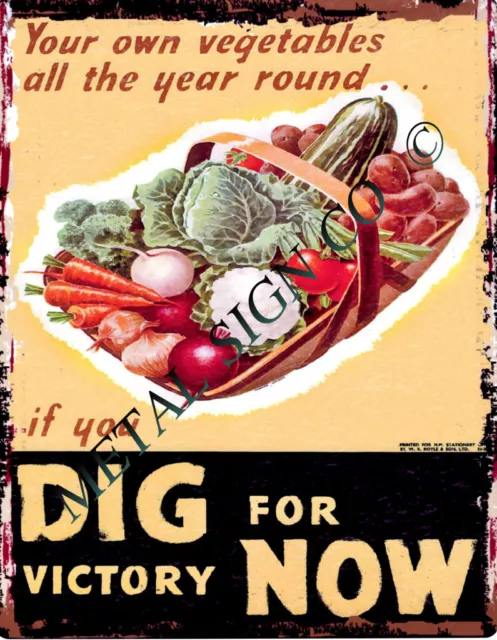 DIG FOR VICTORY (VEG) metal wall sign pub,bar shed wartime,pub,shop,cafe,ww11,