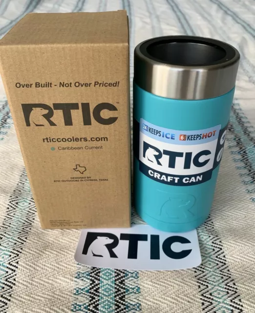 RTIC 16oz Caribbean Current 1288 - Beer Soda Can Cooler Koozie Stainless Steel