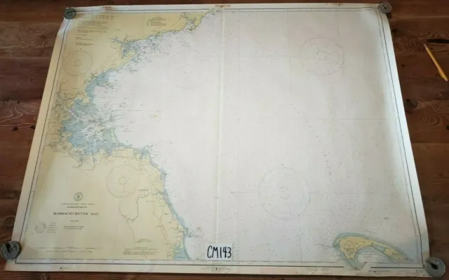 Vintage Nautical Chart Massachusetts Bay #1207 1938 U.S.C & GS 35 1/2" x 45 1/4"