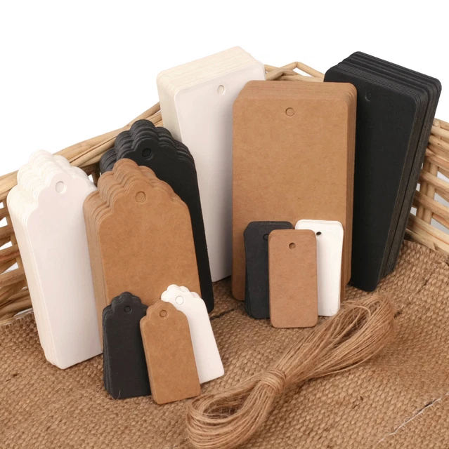 ECO KRAFT PAPER Gift TAGS Card Label Free string 100 Per Pack UK