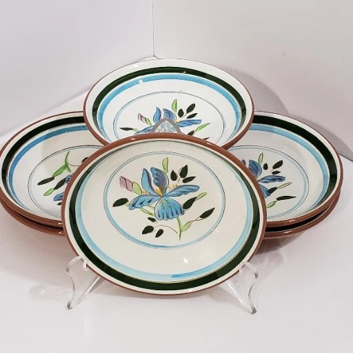 6 PC Stangl Pottery Dessert Fruit Bowls Country Garden Iris Pattern 1950s-70s