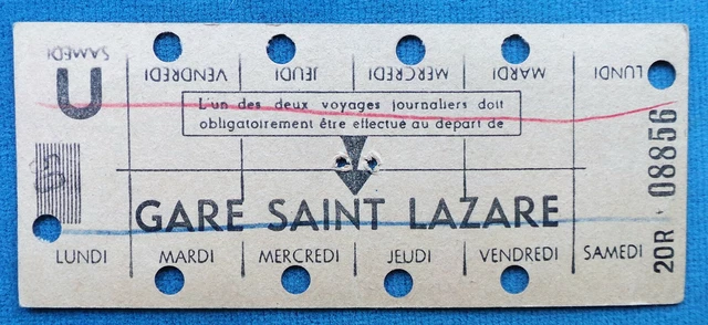 ANCIENNE CARTE HEBDOMADAIRE Métro GARE DE L'EST VERDUN Railway ticket