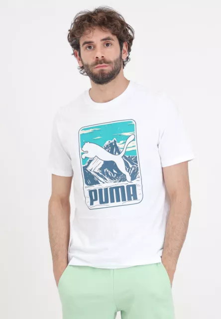 PUMA T-shirt Uomo Bianco MANICA CORTA T-shirt sportiva bianca da uomo Graph