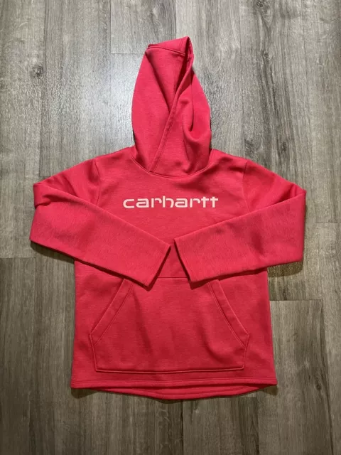 Carhartt Girl's Pink Long Sleeve Kangaroo Pockets Pullover Hoodie Medium SAMPLE