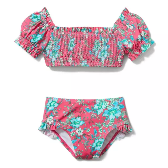 Janie and Jack L123501 Floral Puff Sleeve 2-Piece Swimsuit Girl's Size 3