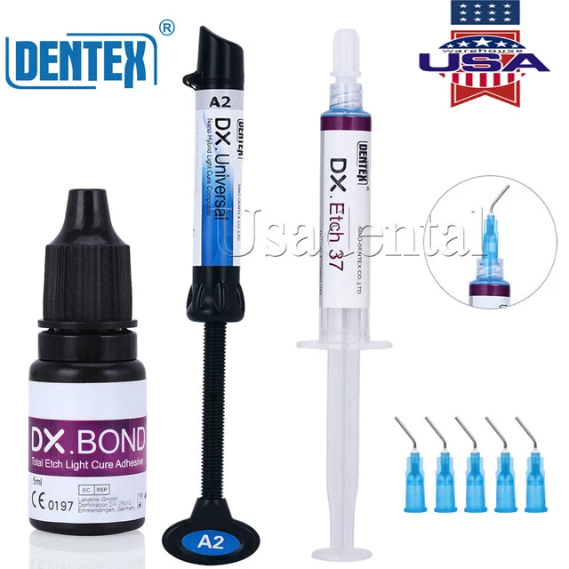 DENTAL LIGHT CURE A2 Composite Resin+Bonding Adhesive+37 Acid Etching