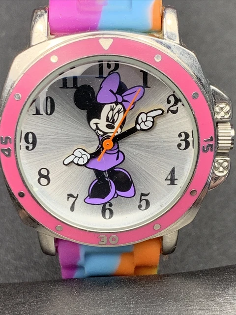 Minnie Mouse Watch Disney Accutime MIN1104AZ Colorful Rubber Strap Vintage