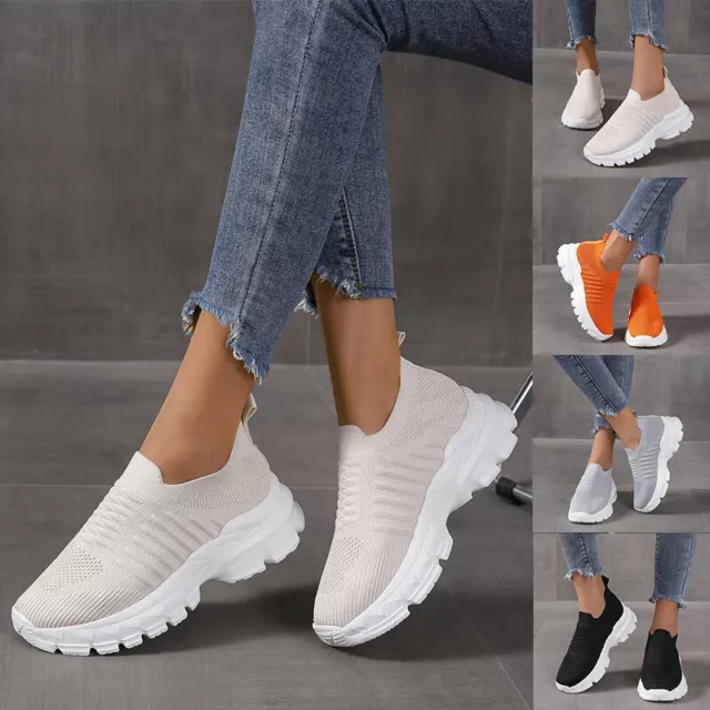 Womens Running Trainers Ladies Sneakers Slip On Walking Gym Comfy Fashion Shoes