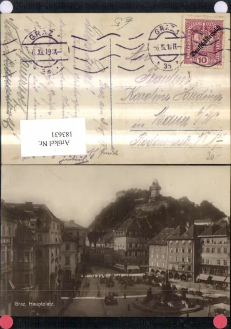 183631,Graz Hauptplatz Foto Ak m. Brunnen u. Personen