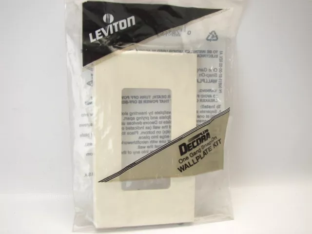 (1) New Leviton 80301-A  Almond 1-Gang Decora Screwless Wallplate Snap-On (t75)
