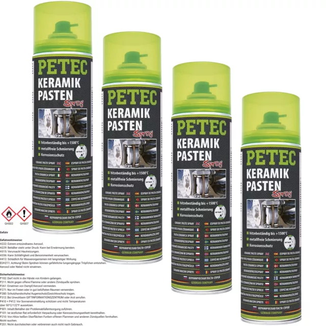 4x 500 ml PETEC KERAMIK PASTEN SPRAY HOCHTEMPERATUR BREMSEN MULTIMONTAGE PASTE